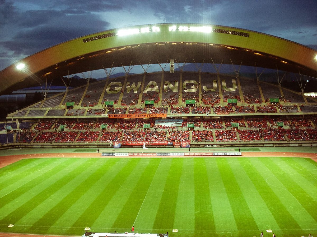 광주월드컵경기장에서 열린 프로축구 경기 실제 사진